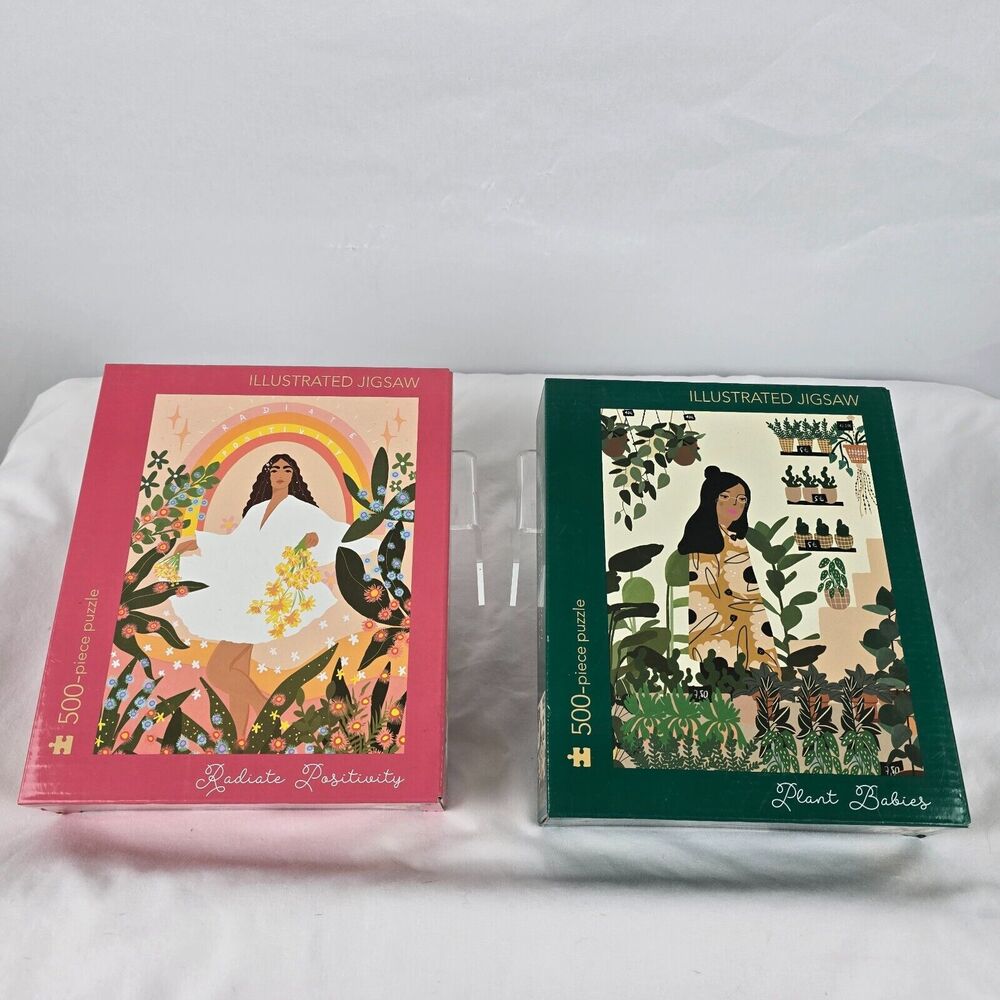 Illustrated 500-Piece Jigsaw Puzzle Set - Pink & Green